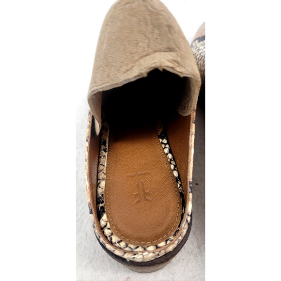 Frye Snakeskin Embossed Leather Mules 7.5M Western Slip-On Block Heel Mexico - Picture 5 of 9